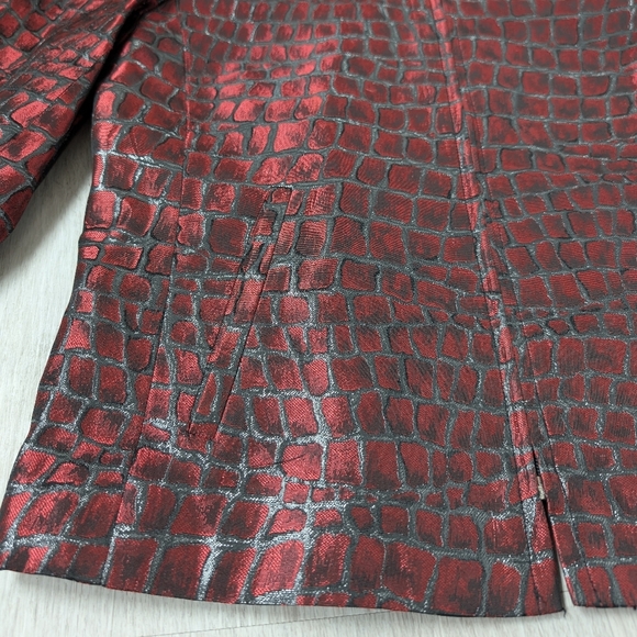 Vintage Conrad C Collection Made In Canada Red Crocodile Pattern Jacket Size 10 - Picture 7 of 9